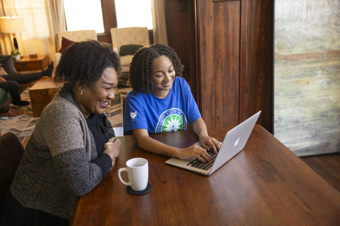 Mom and high school daughter enrolled at University View Academy.