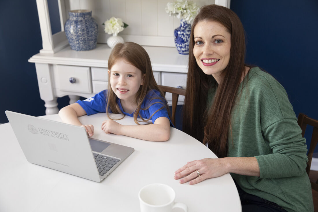 Mom and elementary school kid enrolled at University View Academy.