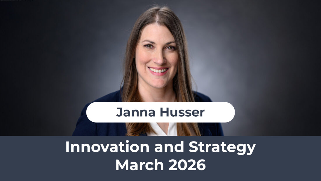 A woman with long brown hair smiles at the camera. Text: "Janna Husser, K-12 online charter Innovation & Strategy, March 2026.