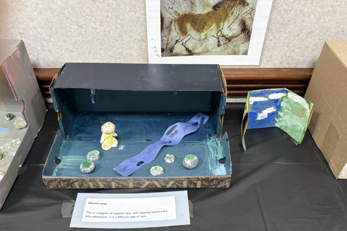 A student diorama of a glacier cave