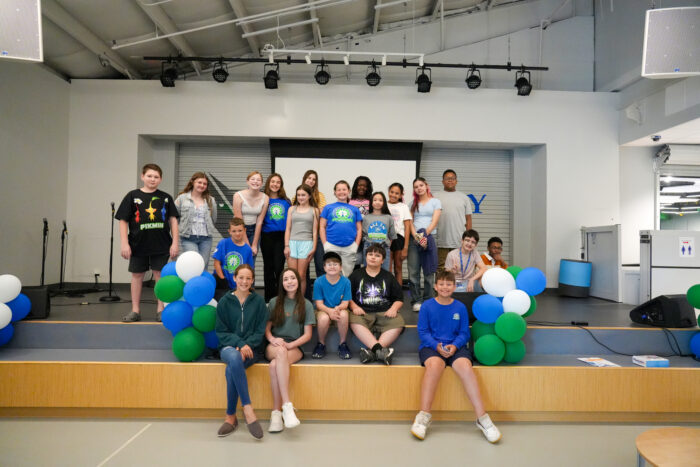 University View Academy students taking group photo. Twenty students in the photo