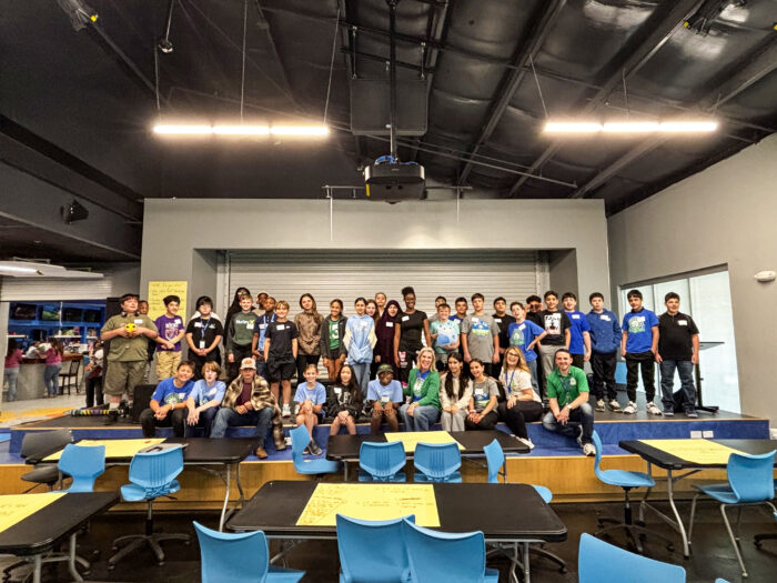 University View Academy students taking group photo. Over 25 students in the photo