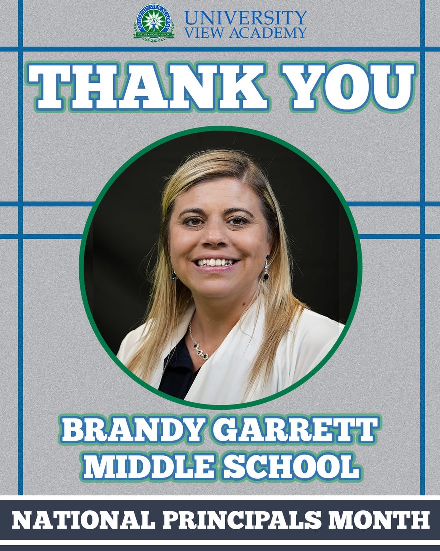 Graphic thanking Brandy Garrett, Middle School Principal.